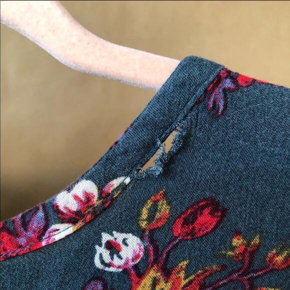 FP FREE PEOPLE Long Sleeve Blue Turquoise Pink Floral Mini Tunic Boho Dress XS - Picture 10 of 11